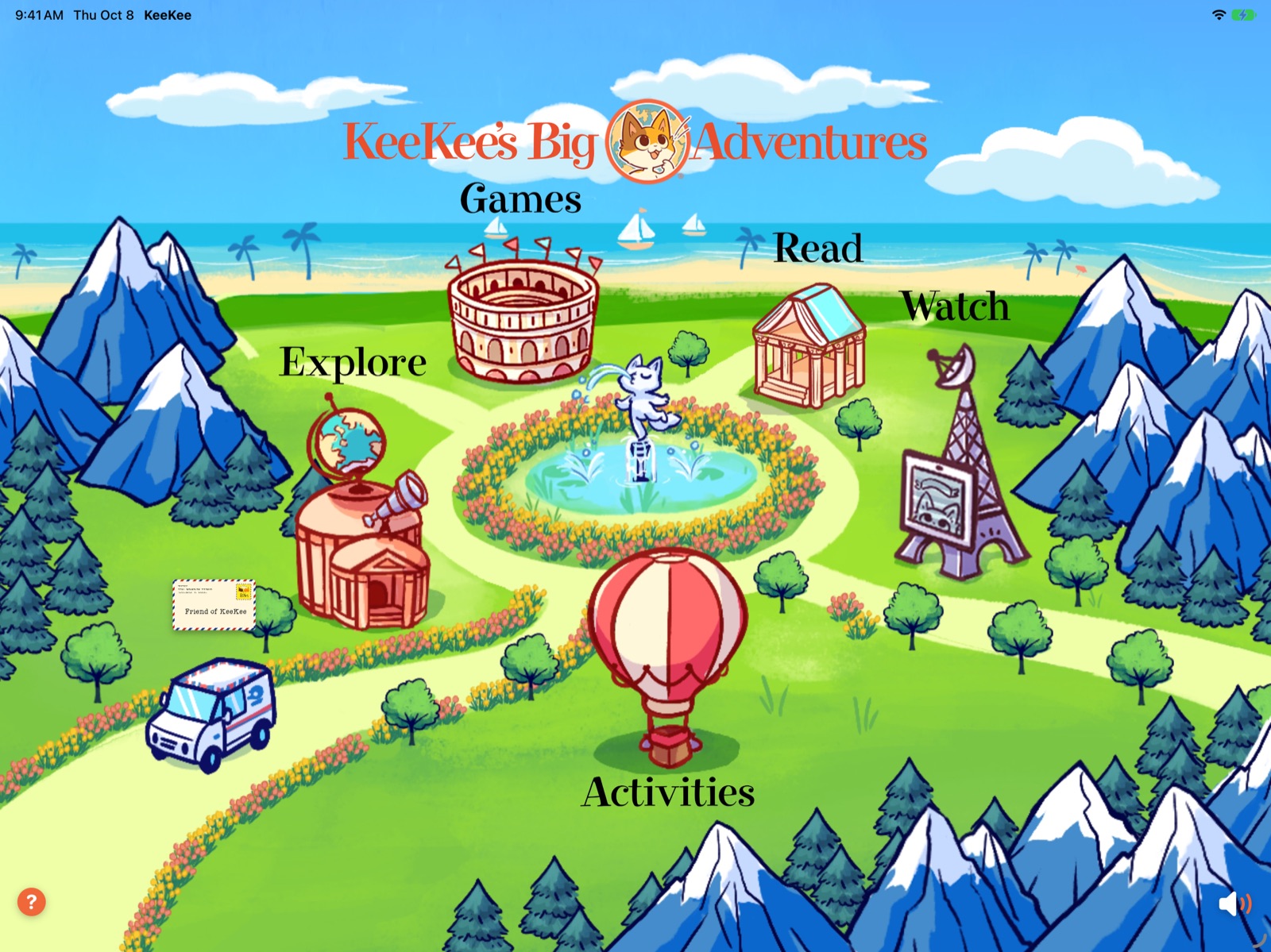 KeeKee's world map home screen