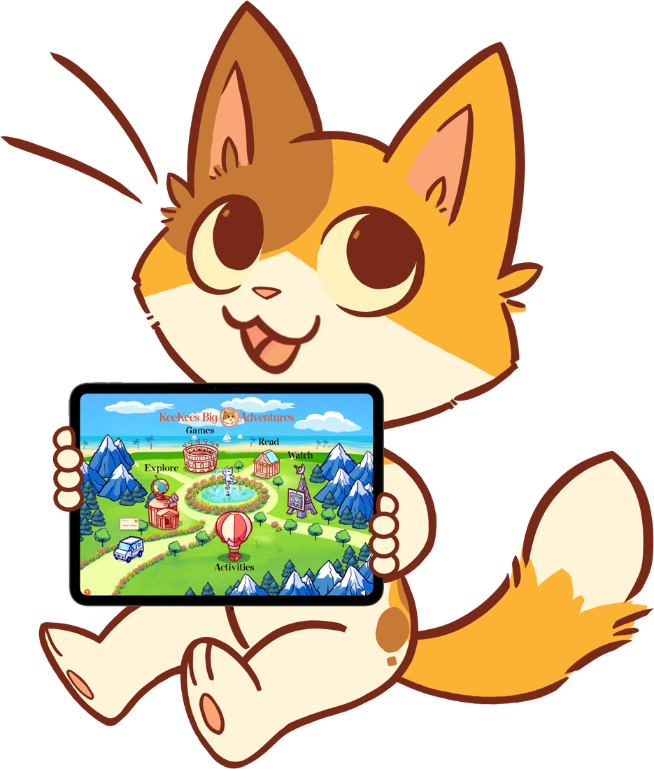 KeeKee holding an iPad