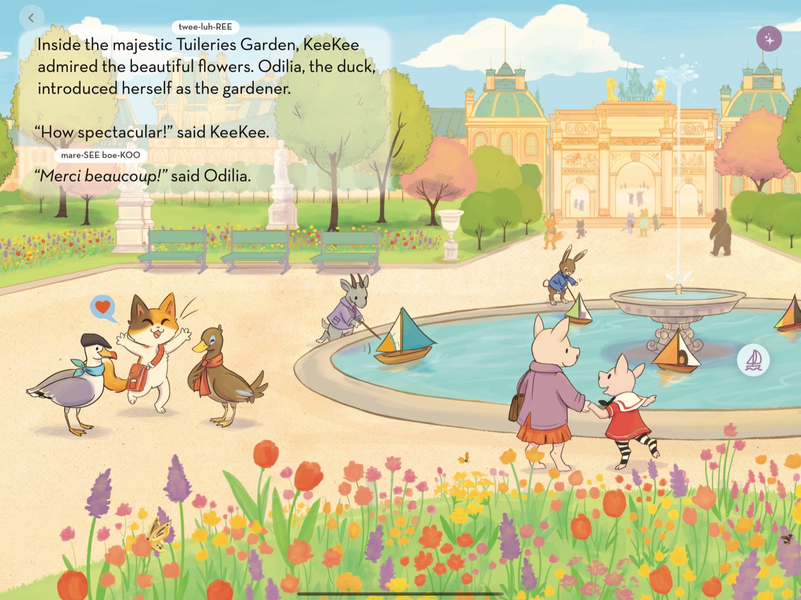 A KeeKee picture book with pronunciation bubbles
