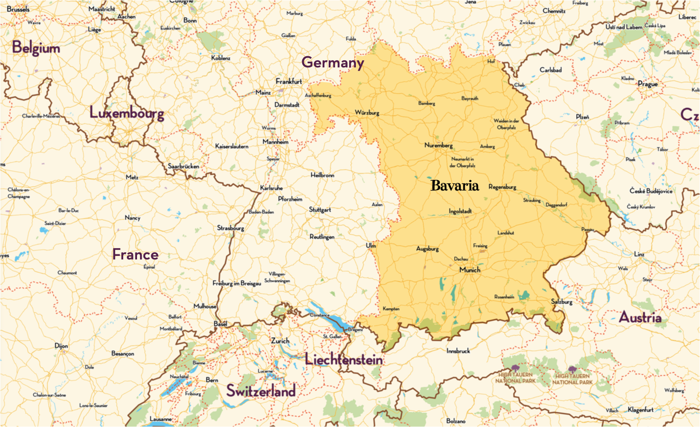 Bavaria, Germany Map