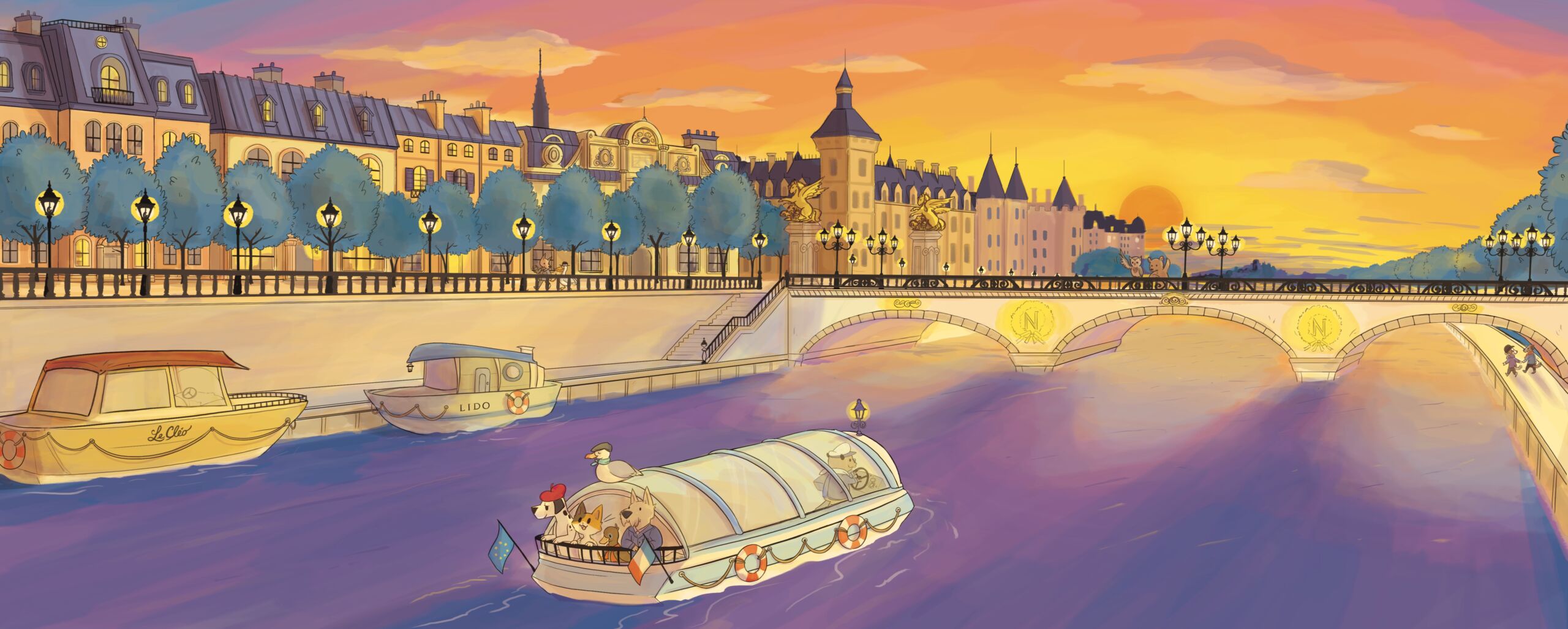 Seine Cruise Illustration, Paris France